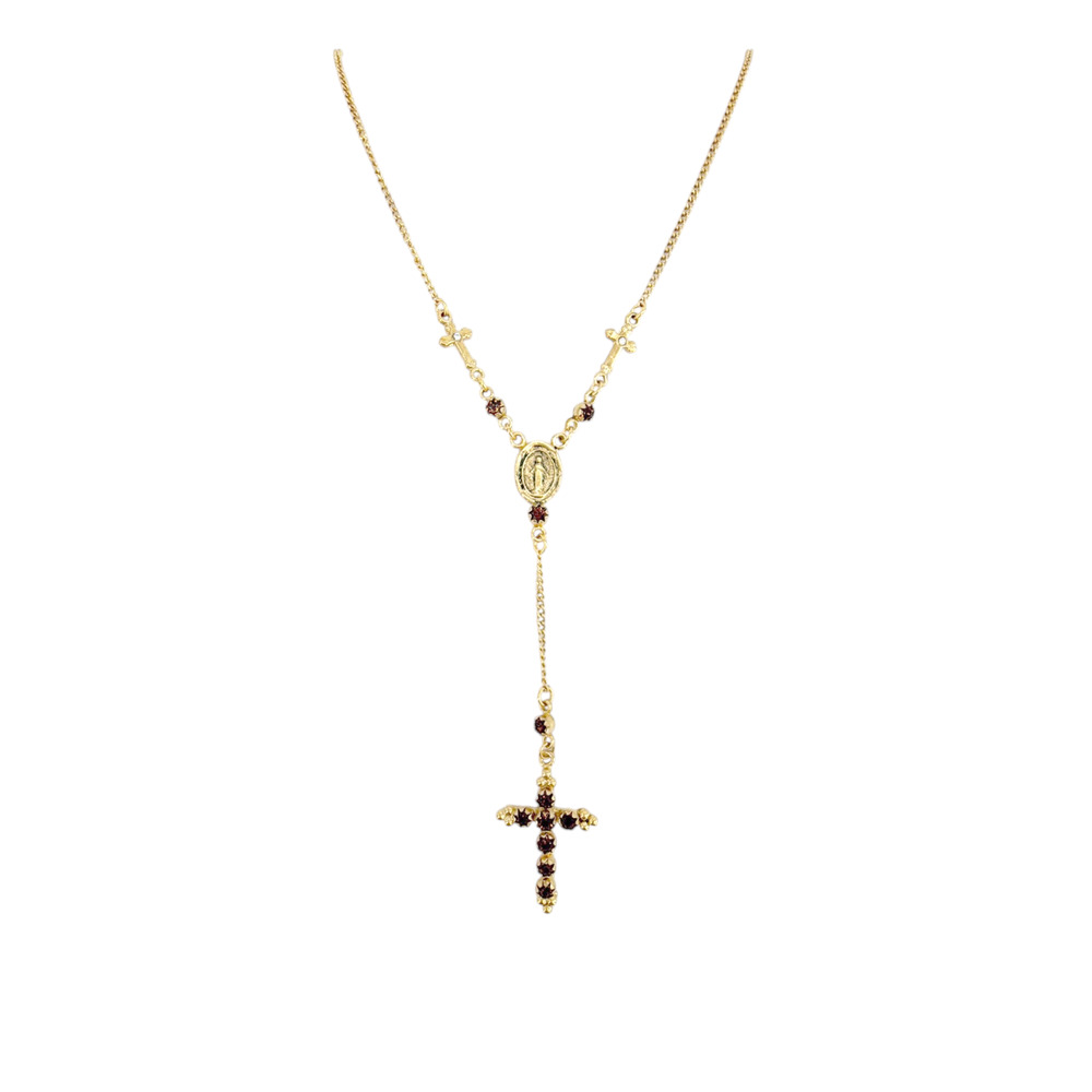 VIRGINS SAINTS & ANGELS VSA Maddie Rosary Necklace in Topaz & Gold - Picture 5 of 9